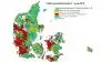 I de røde felter er der søgt om tilstrækkelige efterafgrøder for 2019 allerede nu. Med til historien hører, at de neongrønne felter først åbner for tilmelding af efterafgrøder den 1. marts. Kilde: Landbrugsstyrelsen. 