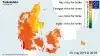 Tørkeindekset for mandag den 20. maj 2019. Store dele af Danmark har stadig høj eller forøget risiko for tørke. Kilde: DMI