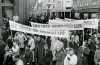 Demonstrationsoptog passerer Vestergade i Odense d. 5. maj 1945 om formiddagen.