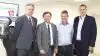 Fra venstre ses Moldovas ambassadør i Danmark, Oleg Serebrian, formand for Agri Nord, Carl Christian Pedersen, teamleder for HR og Rekruttering, Vittus Bernlow og dansk konsul i Moldova, Asser Mortensen. Foto: Agri Nord