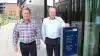 Jørgen Lauritsen, (tv), og Jørn Lydiksen, (th), ser begge store muligheder og fordele ved Danske Banks nye Landbrugscenter Sydjylland.